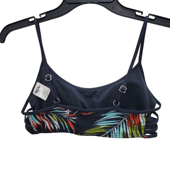Mossimo Women's Y2K Navy Tropical Leaf Cage Side Pull On Bikini Swim Bralette S - Picture 7 of 7